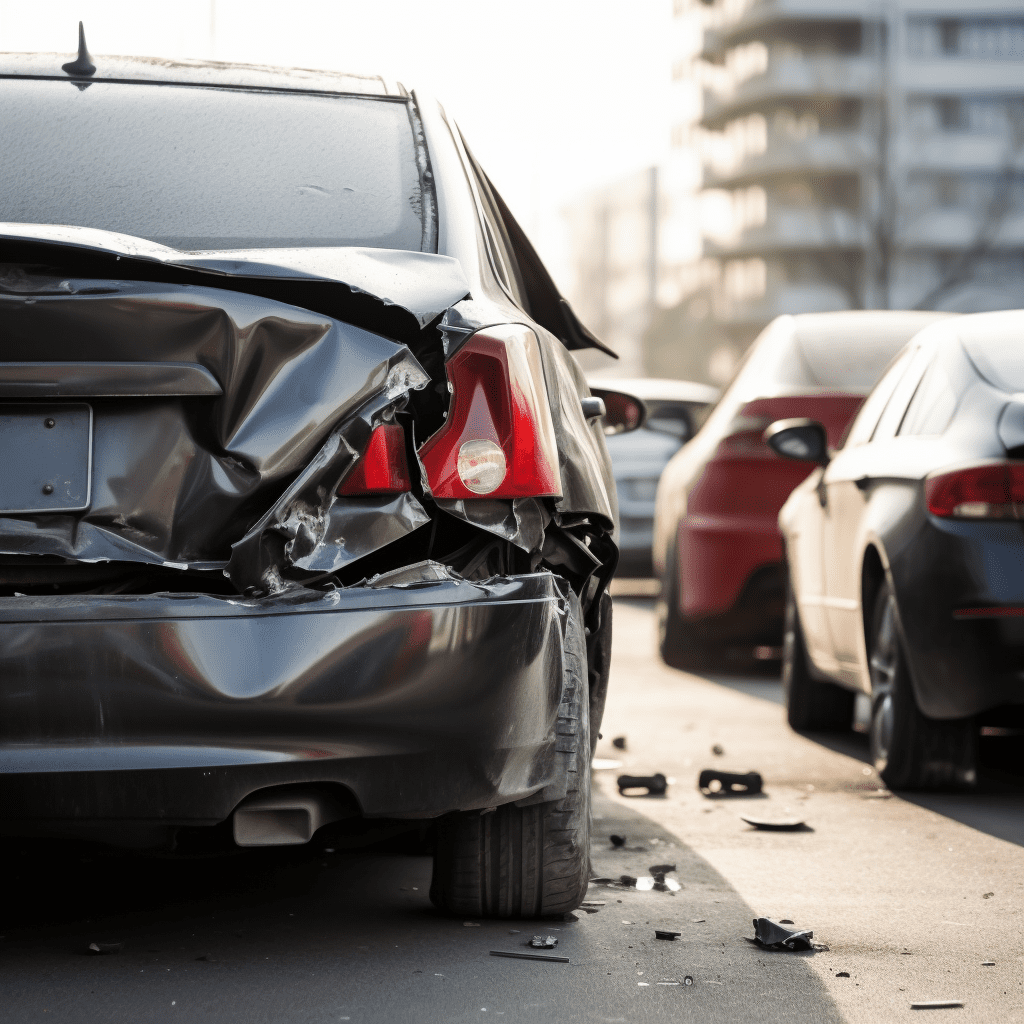 A car with damaged rear-end