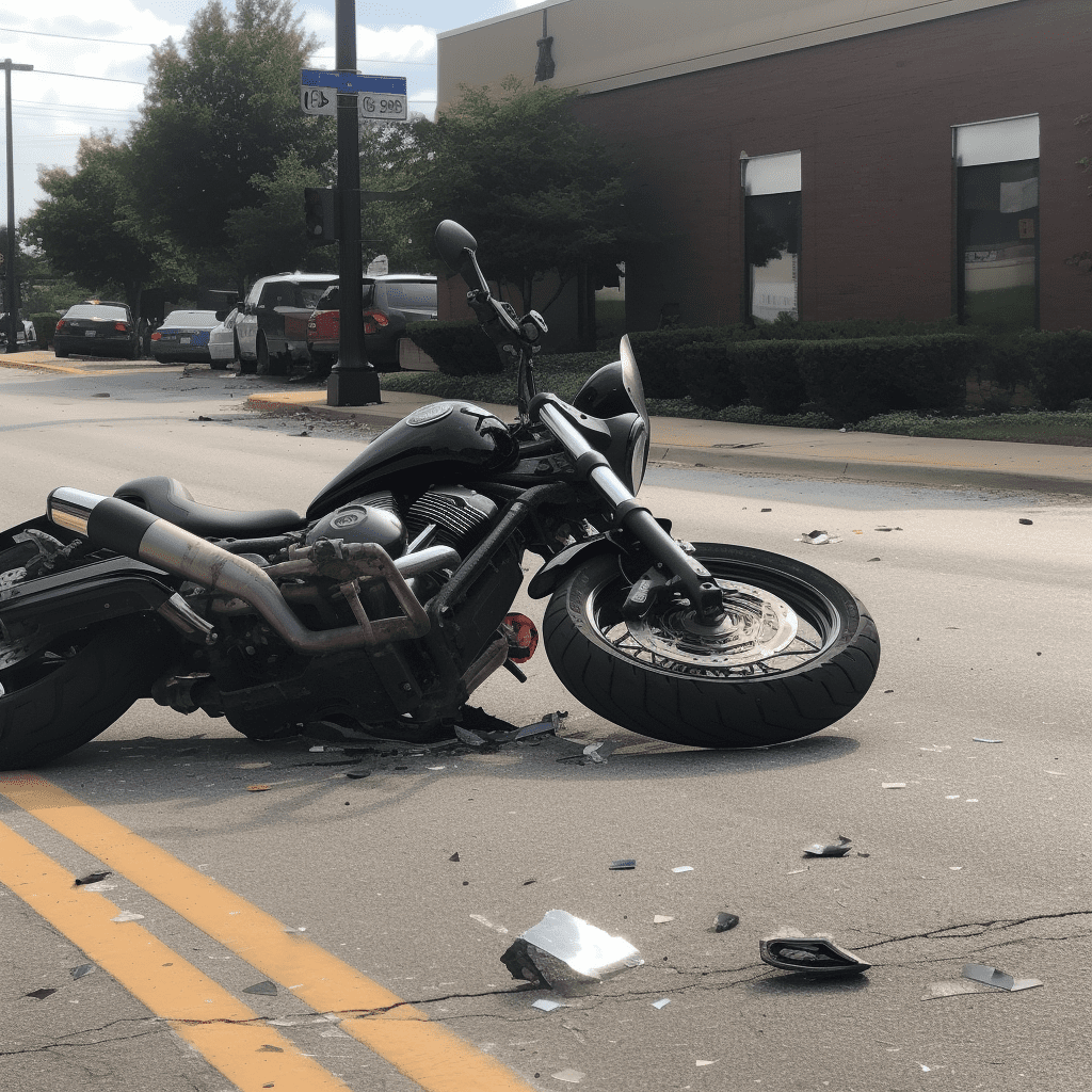 A motorcycle crashed on a city road